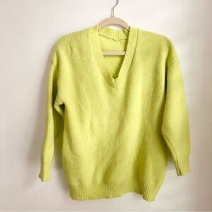 Goodnight Macaroon V-Neck Long Sleeve Lime Sweater